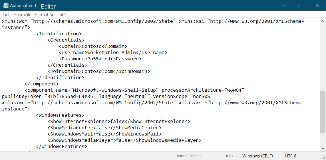 A screenshot of a sample XML file in Notepad.