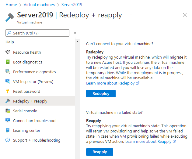 Screenshot der Schaltfläche „Erneut bereitstellen“ im Einstellungsfenster der Registerkarte „Erneut bereitstellen“.