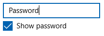 Ein Kennwortfeld mit einer benutzerdefinierten Anzeige-Umschaltfläche.