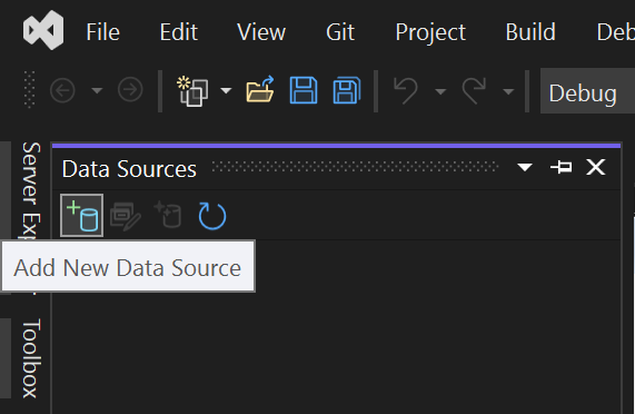 „Neue Datenquelle hinzufügen“ in Visual Studio