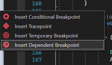 Kontext für abhängigen Breakpoint