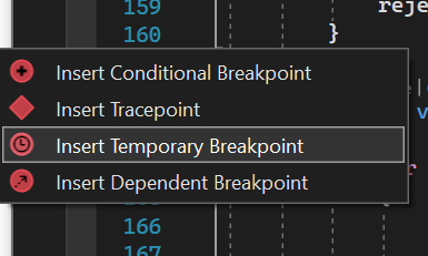 Kontext für temporären Breakpoint