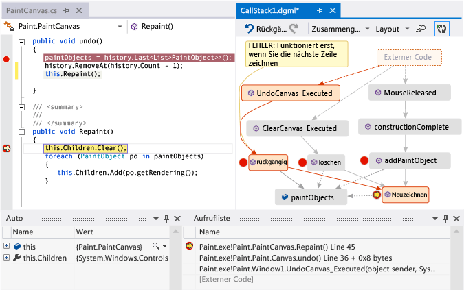 Add new method call to call stack on code map