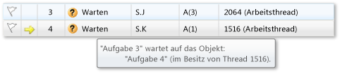 Two waiting tasks in Tasks window