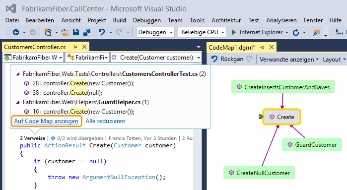 CodeLens – Verweise in Codezuordnung