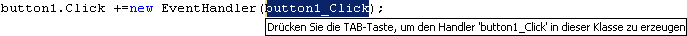 Screenshot einer generierten Ereignishandlermethode.