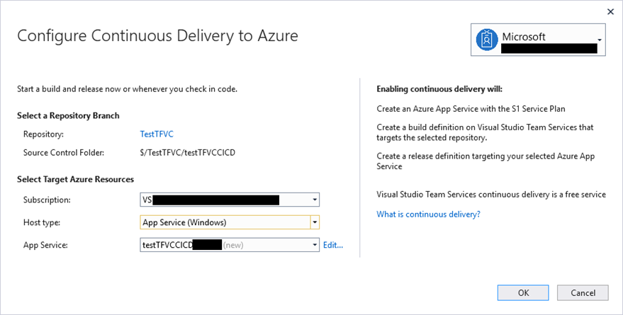 Konfigurieren von Continuous Delivery für Projekte in einem VSTS TFVC-Projekt