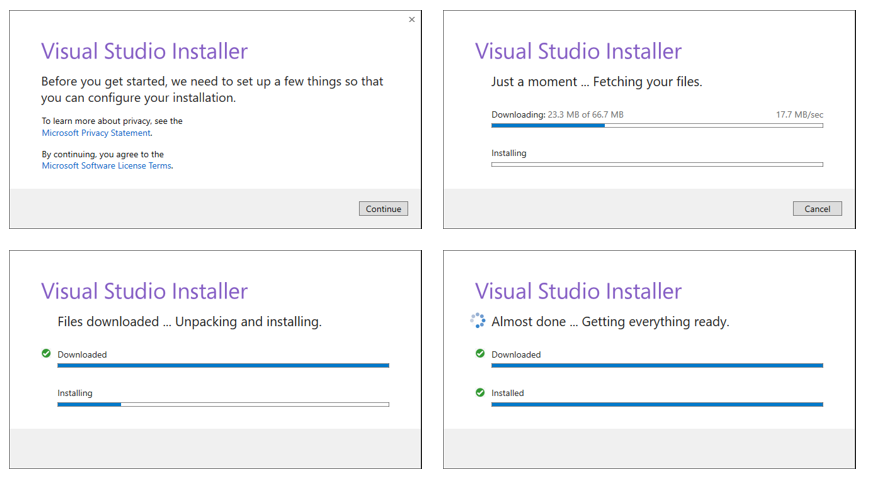 Setup für verbesserte Transparenz für den Visual Studio-Installer