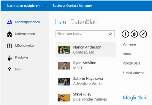 Business contact manager app for SharePoint