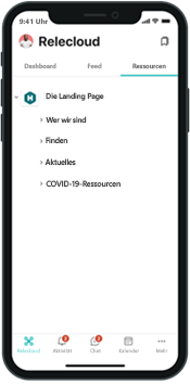 Screenshot: Globale Navigation in den mobilen Apps