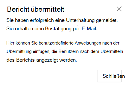 Screenshot: Übermittlung von Erfolgsmeldungen