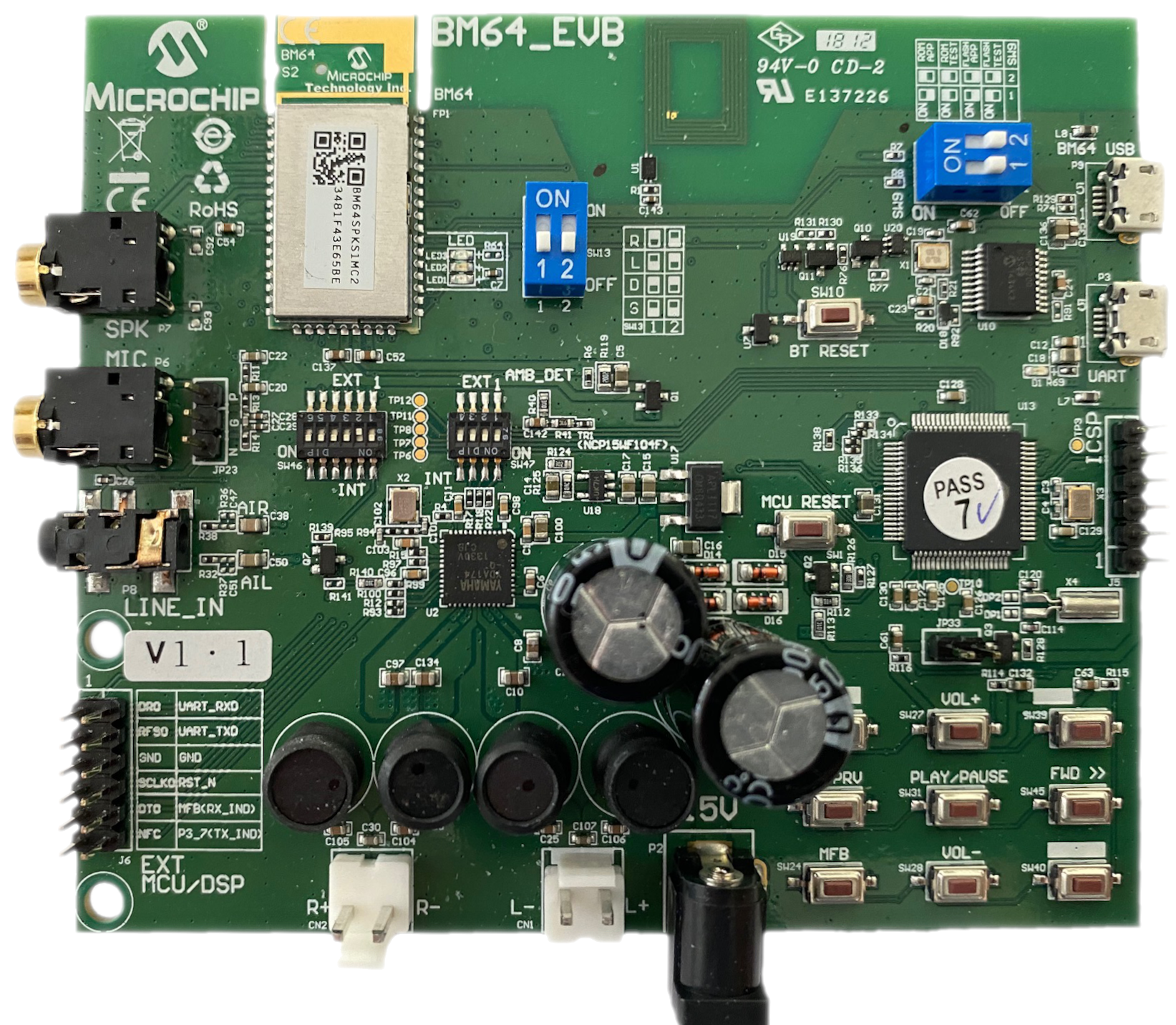 Foto des BM-64-EVB Bewertungsboards.