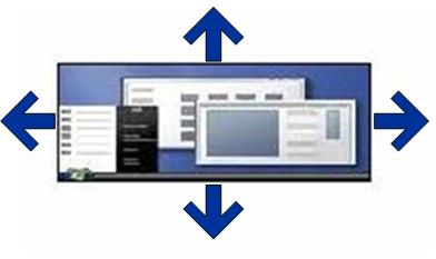 Diagramm: Gestreckte Skalierung, bei der der Desktop die gesamte Anzeige füllt.