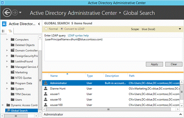 Screenshot: Seite „Globale Suche“