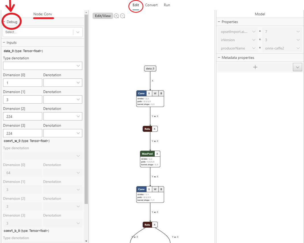 Debuggen eines Modells