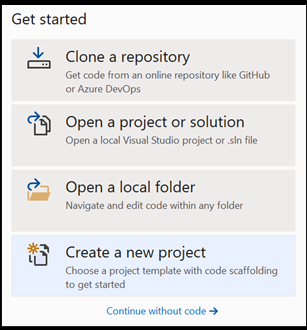 Erstellen eines neuen Visual Studio-Projekts