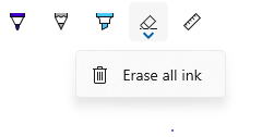 InkToolbar-Steuerelement mit aufgerufenem Radierer-Flyout