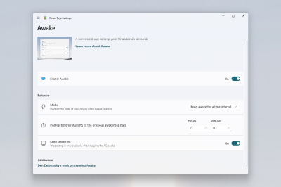 PowerToysAwake Bildschirmfoto