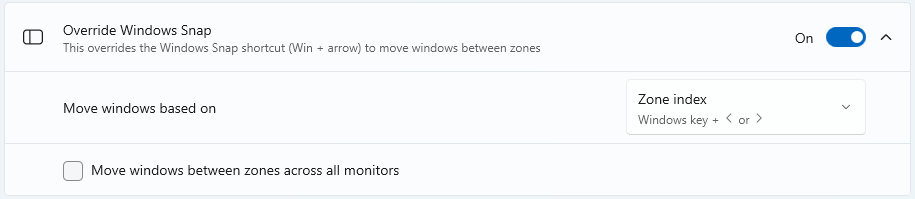 Einstellungen für das Einrasten auf mehrere Zones über die Tastatur