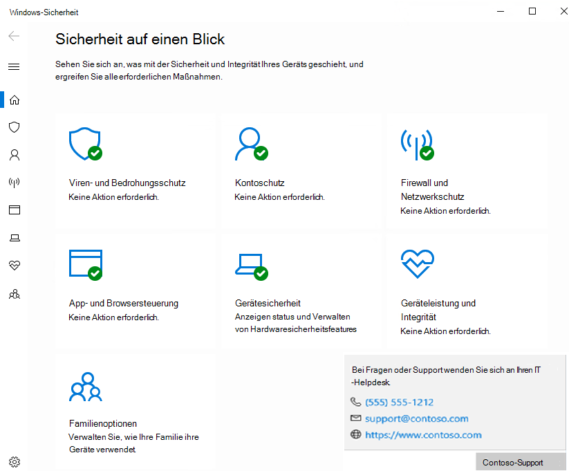 Das benutzerdefinierte Flyout für Windows-Sicherheit.