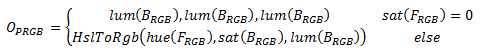 Mathematische Formel für einen Farbtonmischungseffekt.