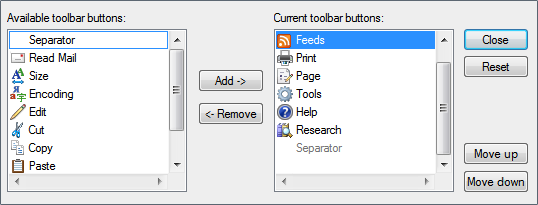 Screenshot der Schaltflächen „Nach rechts“ und „Nach links“ 