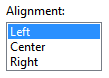 Screenshot der Ausrichtung (links, Mitte, rechts) 