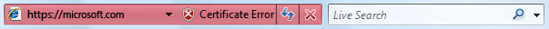 Screenshot des roten Zertifikatfehlers status Leiste