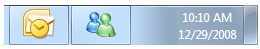 Screenshot der Symbole der Outlook- und Messenger-Taskleiste 