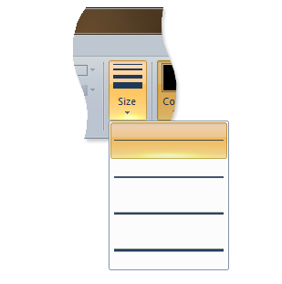 Screenshot eines Dropdown-Katalogsteuerelements in Microsoft Paint für Windows 7.