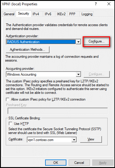 Configure RADIUS Authentication provider