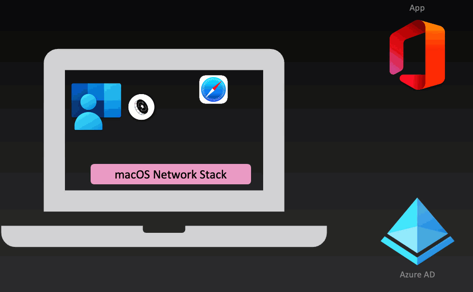 An animation showing the high level authentication flow of a Non-MSAL app using the SSO Extension.