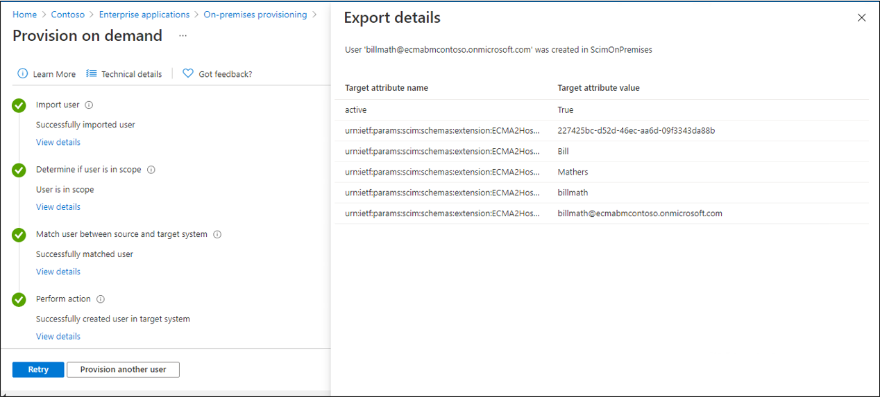 Screenshot that shows testing provisioning.