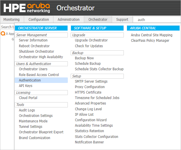 Screenshot shows how to navigate to Authentication dialog.