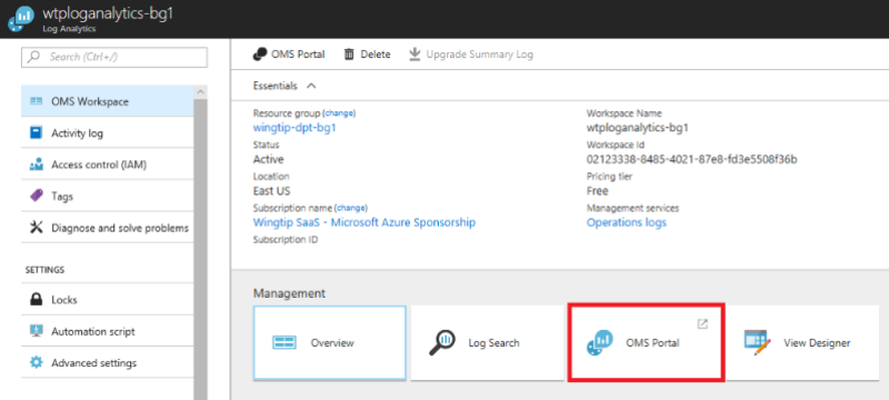 Log Analytics workspace