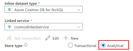 Screenshot of the analytical option selected for a linked service.