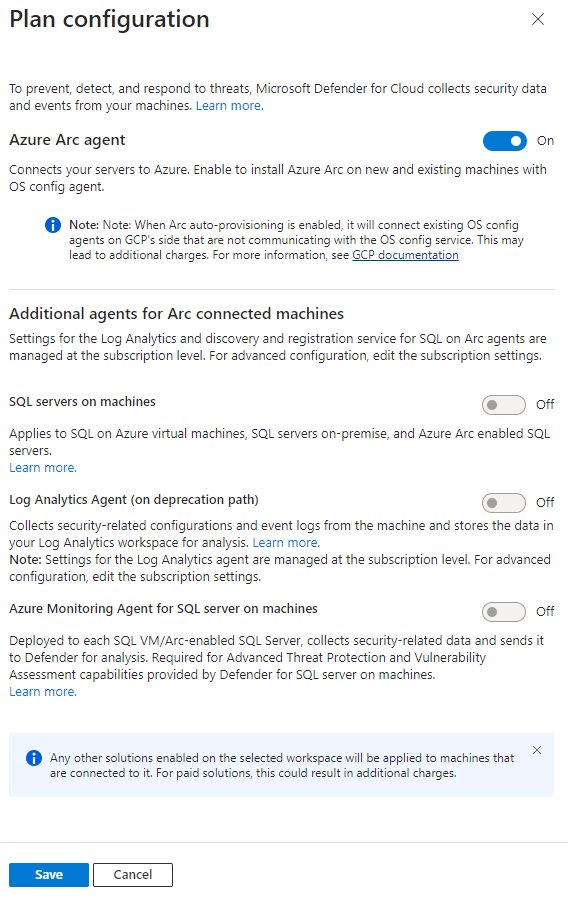 Screenshot that shows the toggles for the Defender for Databases plan.