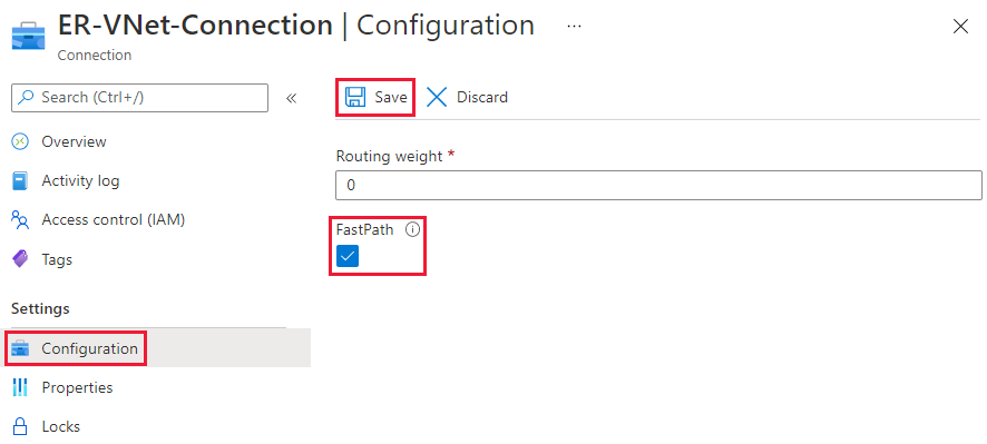 Screenshot of FastPath checkbox on connection configuration page.