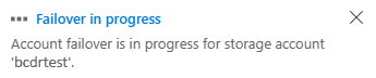 Screenshot showing the failover in-progress message.