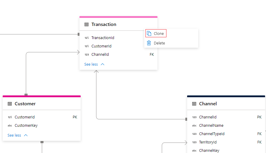 Screenshot showing how to clone a table