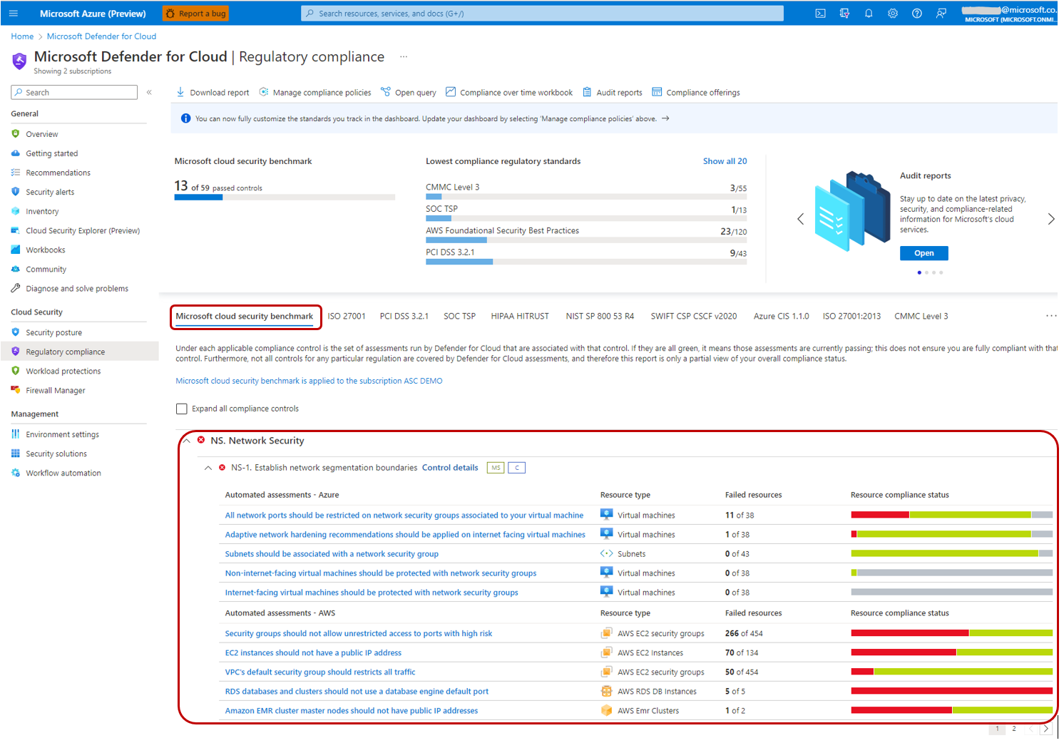 Screenshot of MSCB integration into Microsoft Defender for Cloud