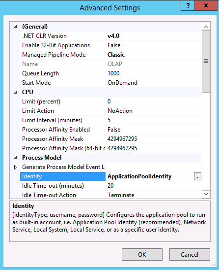 Screenshot of Advanced Settings property page