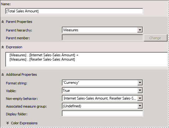 Populated Calculation Expressions pane