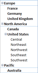 PivotTable with ragged hierarchy called out