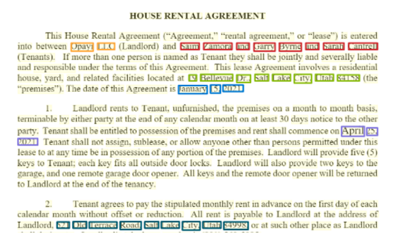 Screenshot of Custom Neural model analysis using Document Intelligence Studio.