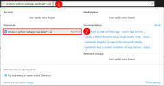 A screenshot showing how to locate your App Service using the search toolbar at the top of the Azure portal.