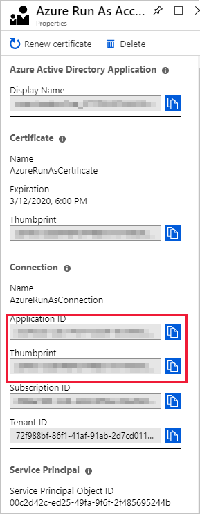 Copy Application ID and Thumbprint