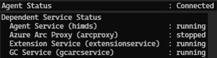 Screenshot of the table showing the status of dependent services as running or stopped.