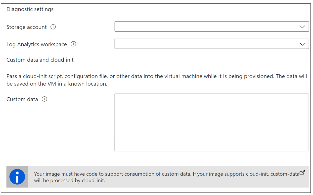 Management section showing where you select the diagnostic settings for the virtual machine