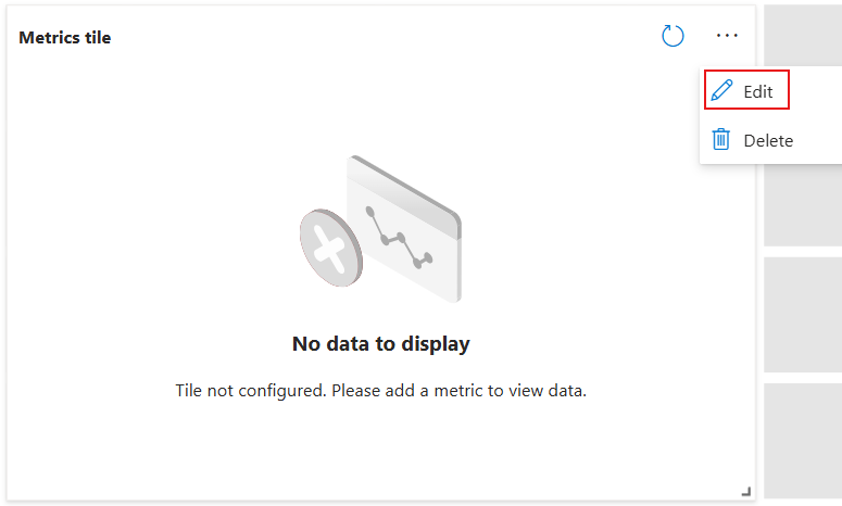 Screenshot of the Edit Tile option in the Dashboard hub in the Azure portal.